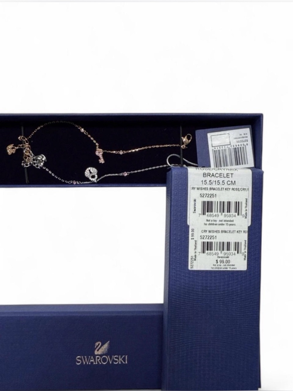 Swarovski Cry Wishes Bracelet Set Lock & Key Crystal Set Silver Rose Gold New